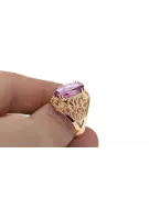 Style vintage Anneau Améthyste Or jaune 14 carats vrc074y